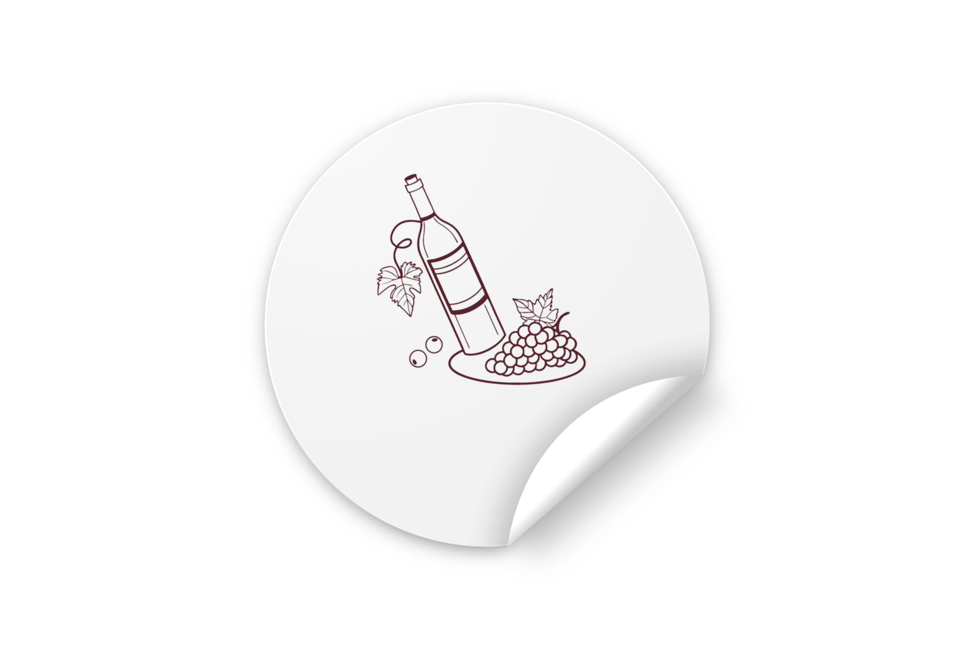 Sticker au design élégant représentant une bouteille de vin stylisée et des raisins