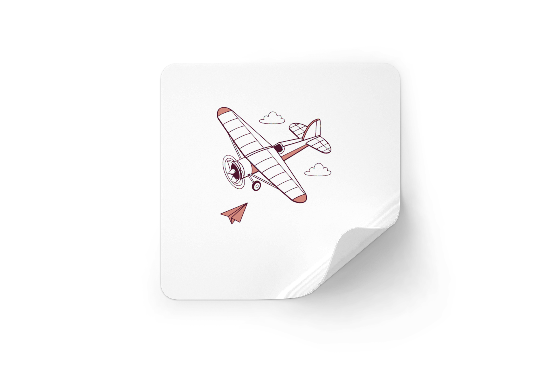 Sticker avec un avion vintage planant dans un style exploration aérienne