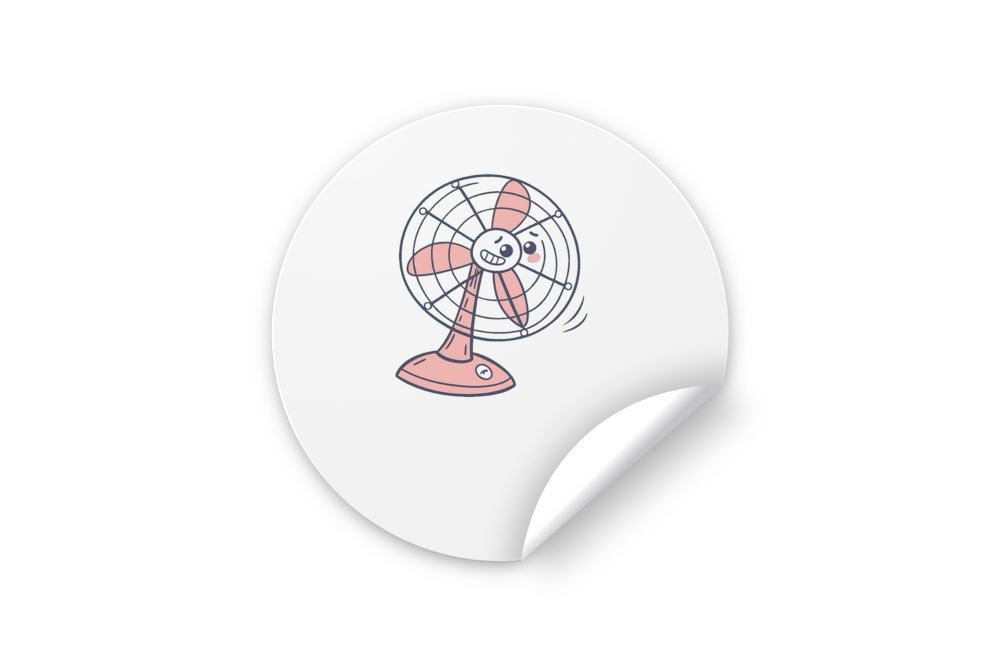 Sticker moderne avec silhouette ludique d'un ventilateur souriant, ambiance rafraîchissante
