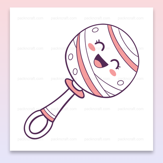 Illustration mignonne de hochet kawaii, idéale pour papeterie