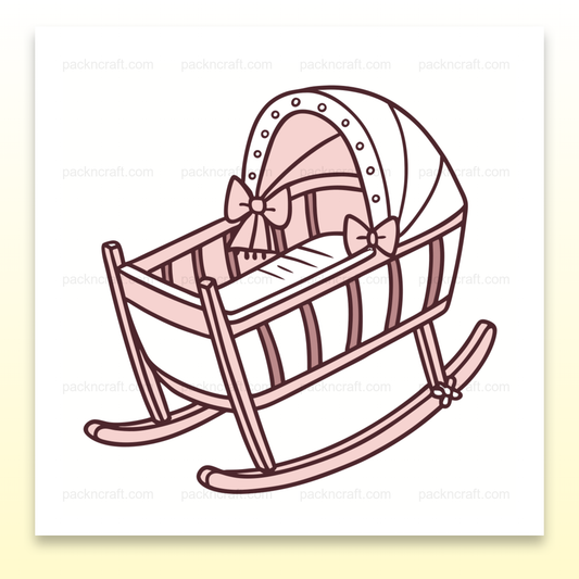 Illustration numérique kawaii de berceau, parfaite pour DIY et déco.