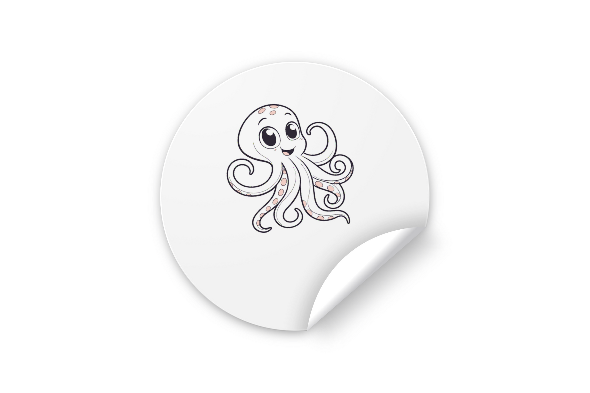 Sticker avec design marin minimaliste représentant un poulpe souriant