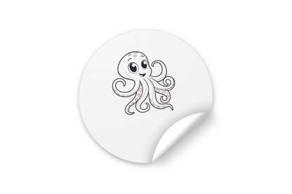 Sticker avec design marin minimaliste représentant un poulpe souriant
