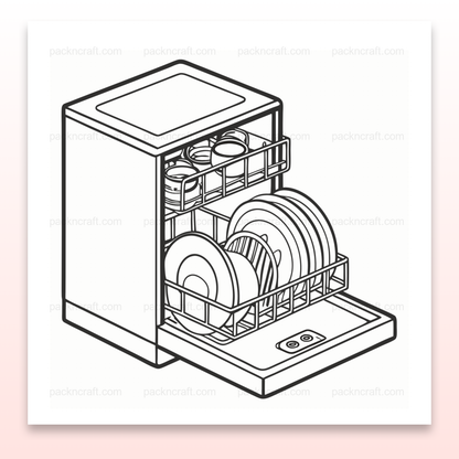 Illustration SVG linéaire d'un lave-vaisselle pratique pour projets créatifs