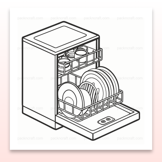 Illustration SVG linéaire d'un lave-vaisselle pratique pour projets créatifs