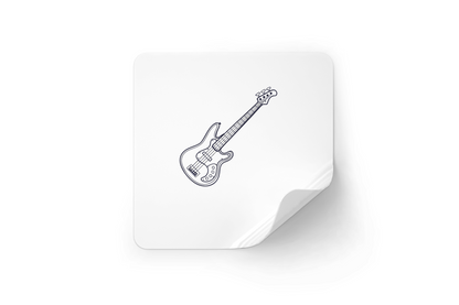 Sticker avec guitare basse vintage élégante dans un style musical épuré