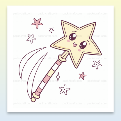 Carte mignonne avec baguette étoilée kawaii pour créateurs et artistes