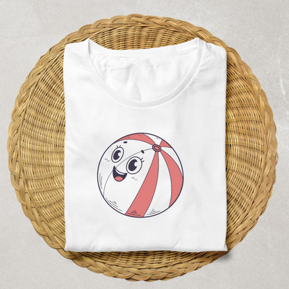 T-shirt avec motif de balle de plage joyeuse en style dessin pour l'été