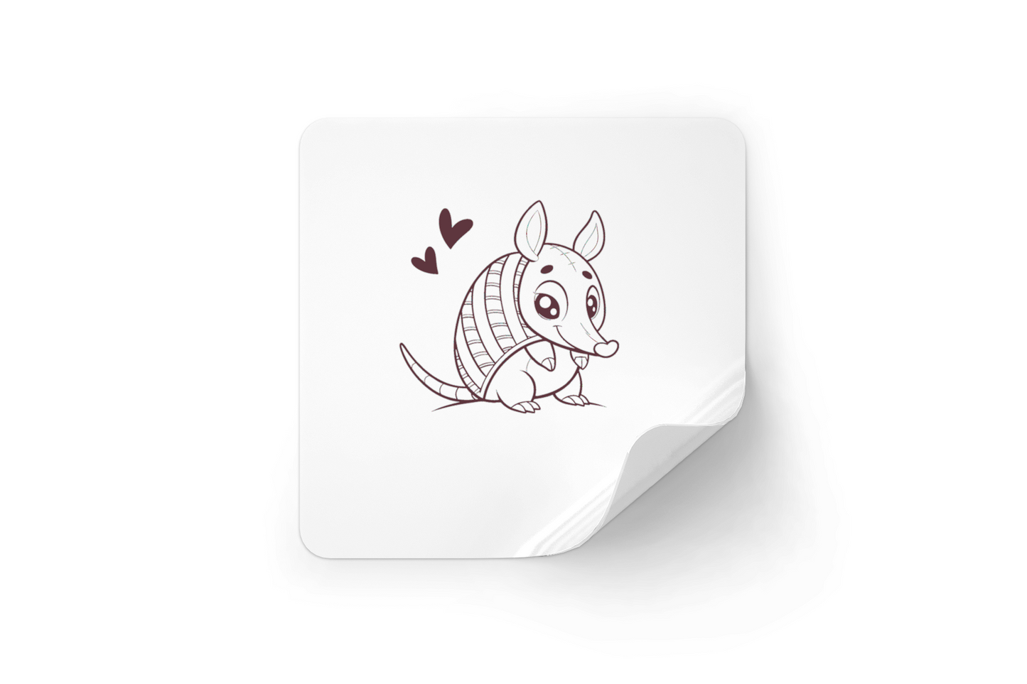 Sticker adhésif avec dessin vectoriel de tatou explorateur sur fond neutre