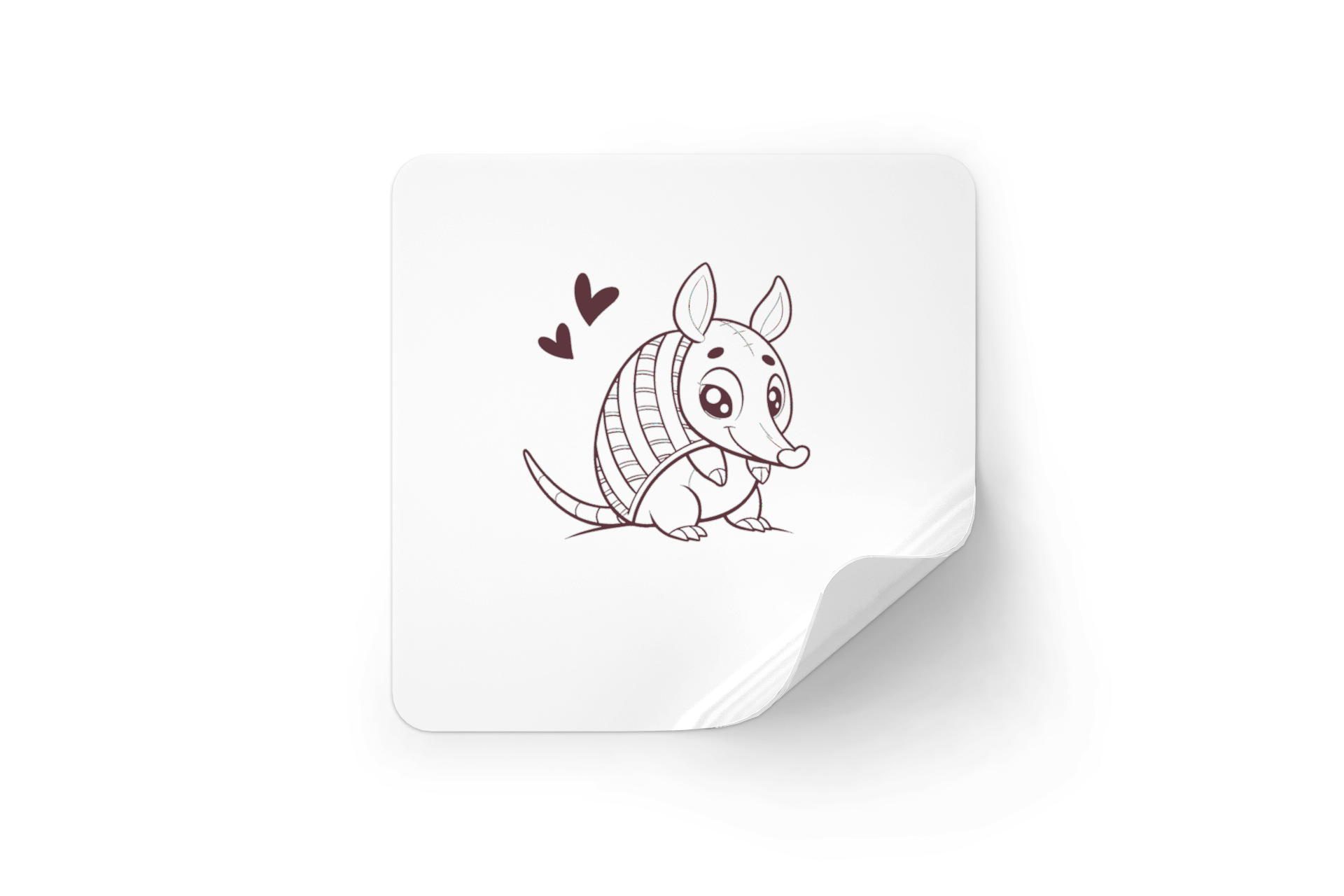 Sticker adhésif avec dessin vectoriel de tatou explorateur sur fond neutre