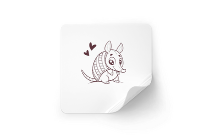 Sticker adhésif avec dessin vectoriel de tatou explorateur sur fond neutre