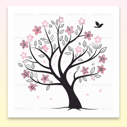 Arbre en fleurs enchanteur SVG, idéal pour imprimables et déco.
