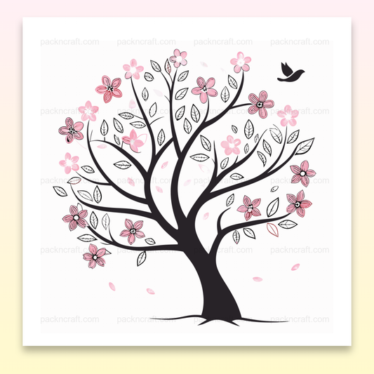 Arbre en fleurs enchanteur SVG, idéal pour imprimables et déco.