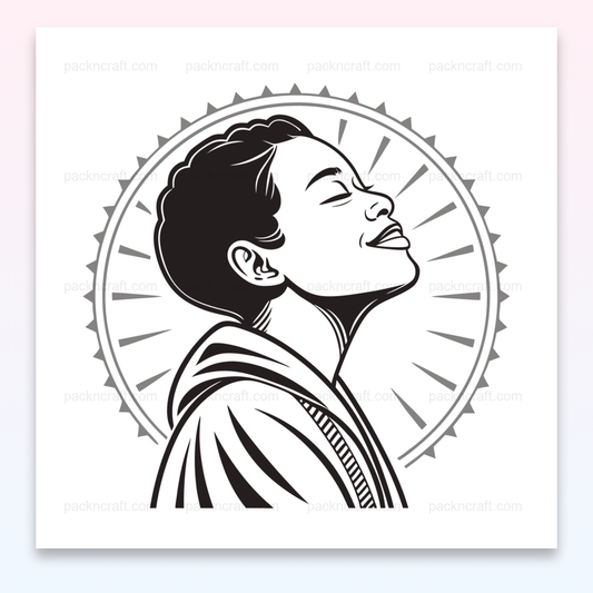 Illustration spirituelle de sérénité rayonnante au format SVG pour décoration et DIY