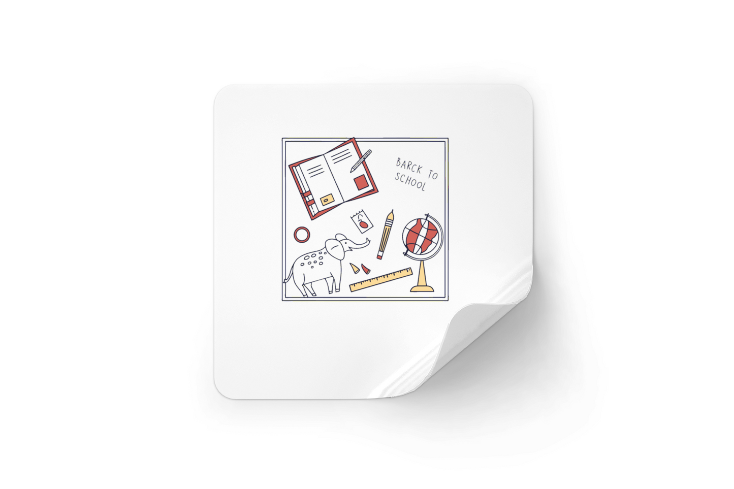 Sticker scolaire créatif avec un éléphant studieux en style doodle