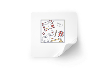 Sticker scolaire créatif avec un éléphant studieux en style doodle
