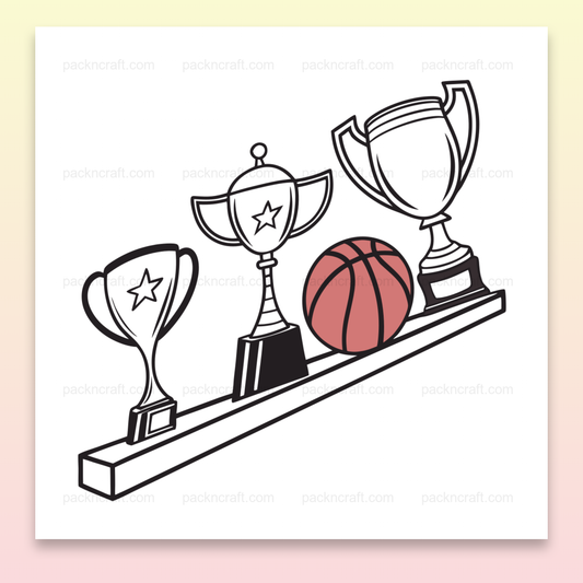 Illustration de trophées sport avec ballon de basket pour projets créatifs