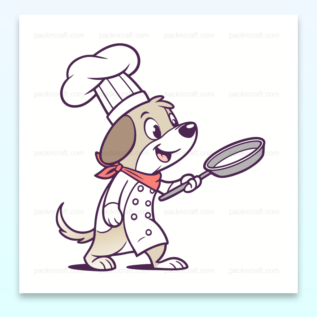 Adorable illustration de chien chef cuisine, usage DIY et éducatif