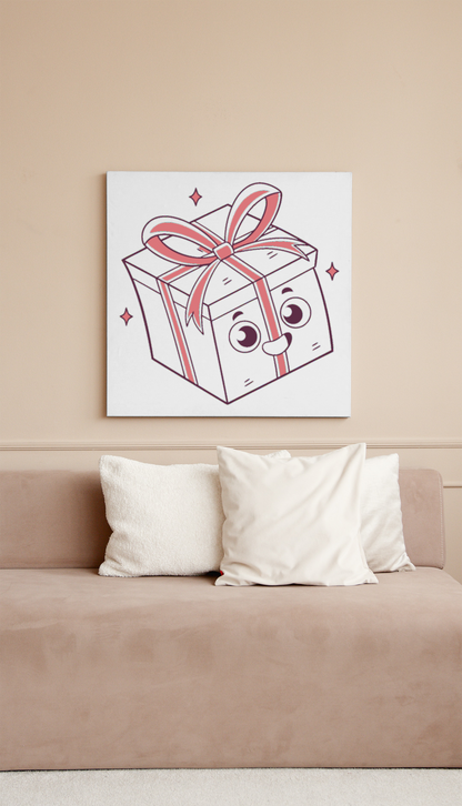 Cadre illustratif de boîte cadeau kawaii
