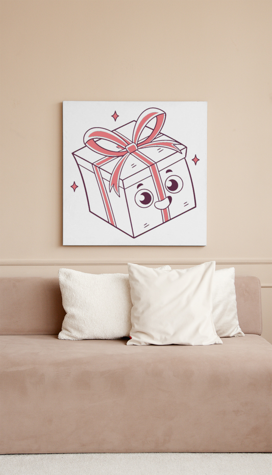 Cadre illustratif de boîte cadeau kawaii