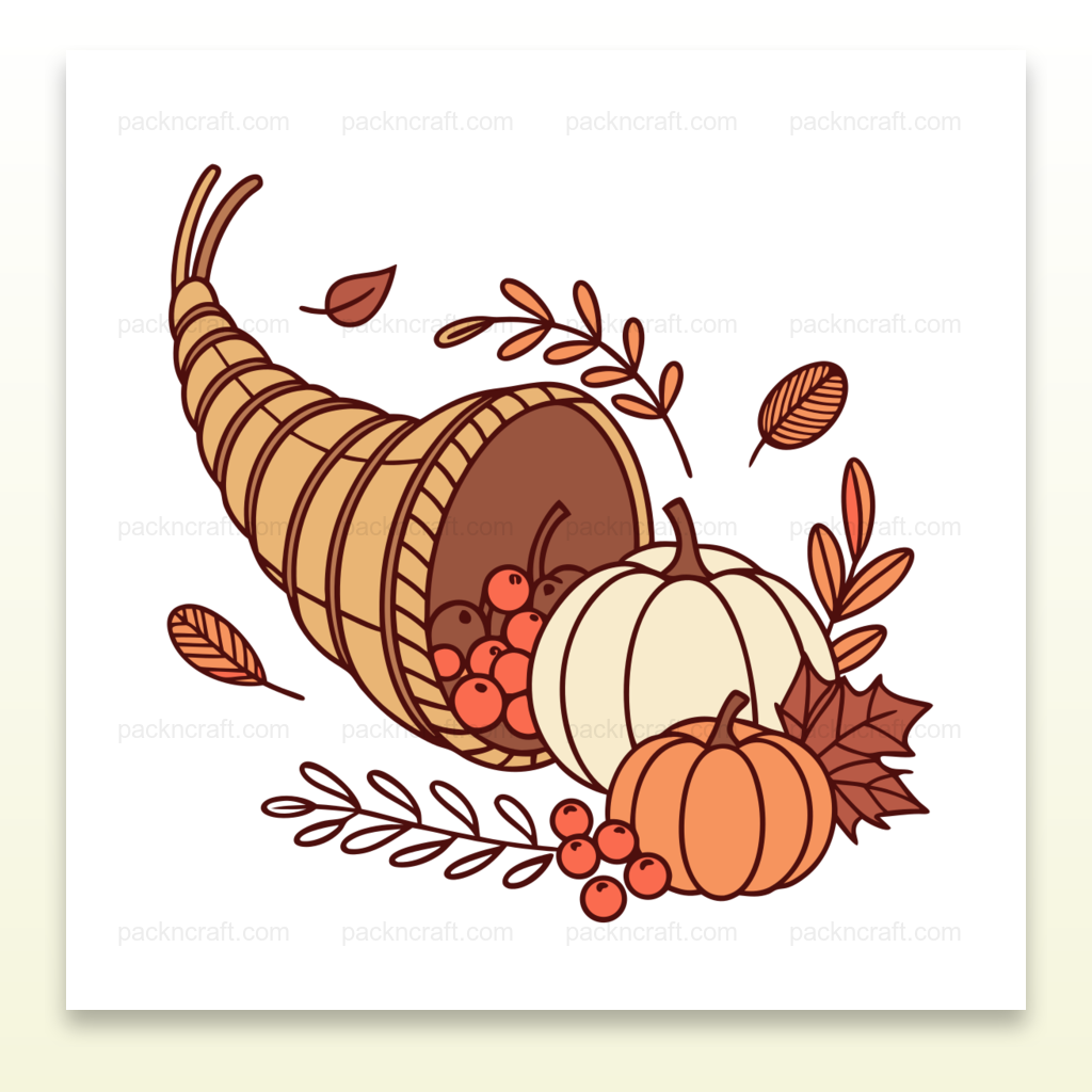 Illustration automnale corne d'abondance pour déco DIY et papeterie
