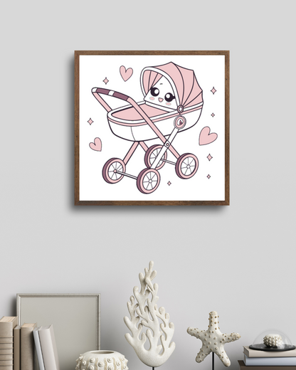 Décoration murale avec poussette kawaii