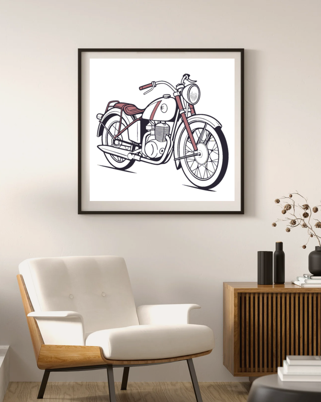 Cadre décoratif affichant une moto Gilera Saturno vintage.