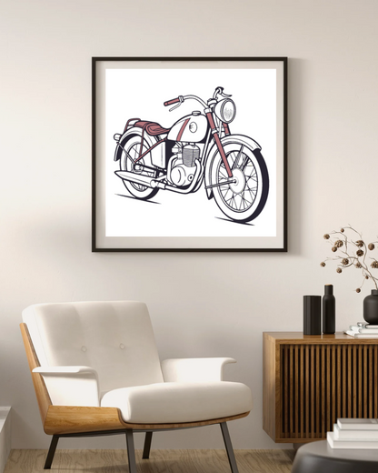 Cadre décoratif affichant une moto Gilera Saturno vintage.