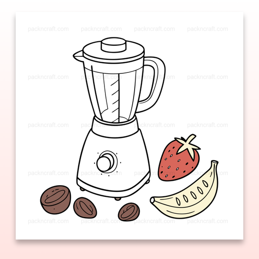 Illustration d'un blender avec fruits, idéale pour la cuisine créative et DIY