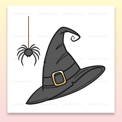 Illustration vectorielle de chapeau de sorcière avec araignée pour Halloween, idéale pour décorations et projets créatifs