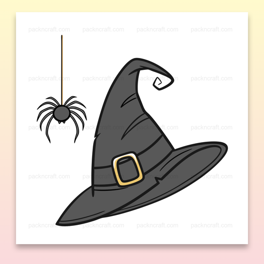 Illustration vectorielle de chapeau de sorcière avec araignée pour Halloween, idéale pour décorations et projets créatifs