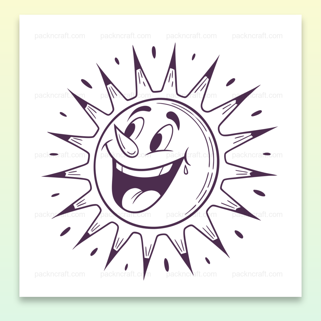 Illustration de soleil joyeux en style minimaliste, idéale pour DIY ou déco.