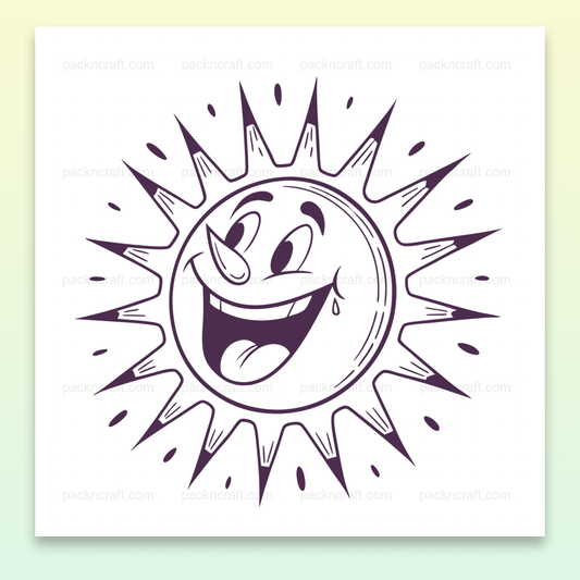 Illustration de soleil joyeux en style minimaliste, idéale pour DIY ou déco.