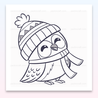 Illustration de chouette en hiver avec bonnet et écharpe, utilisable pour DIY et décoration