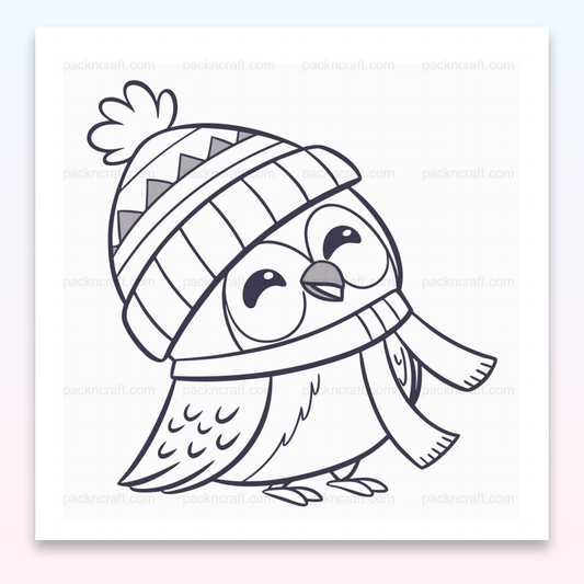 Illustration de chouette en hiver avec bonnet et écharpe, utilisable pour DIY et décoration