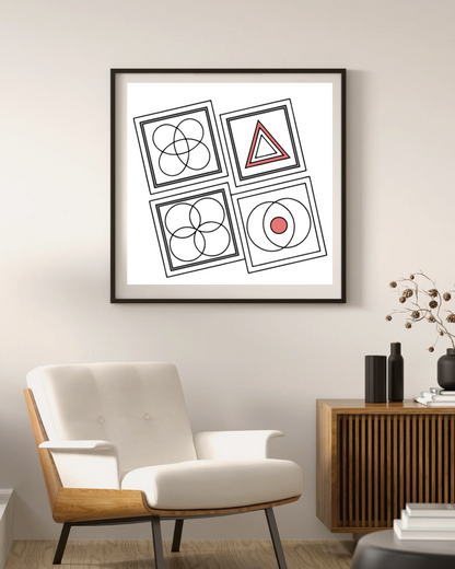 Cadre avec motifs géométriques modernes style flat décoration artistique colorée