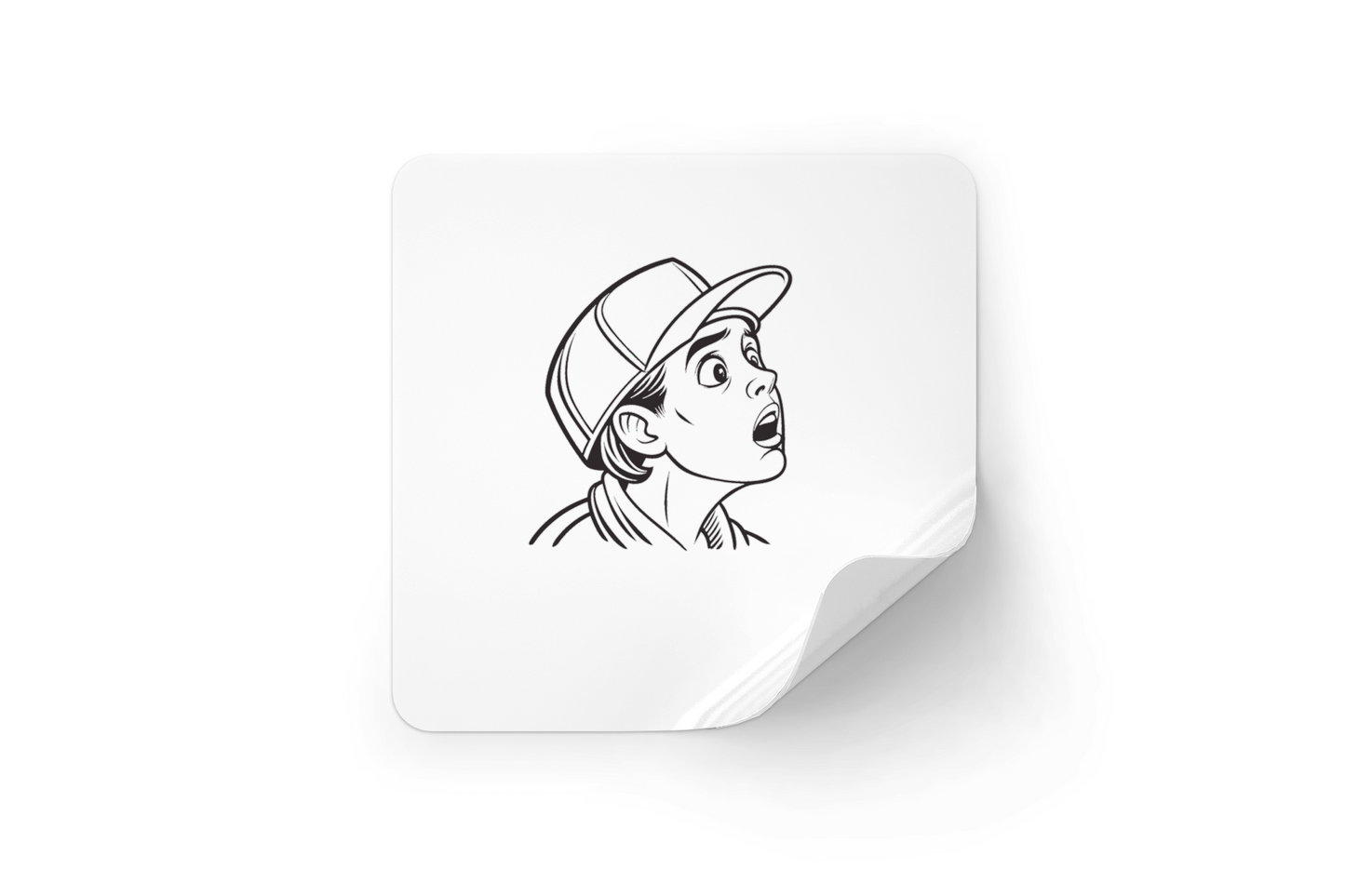 Sticker urbain avec icône d'adolescent surpris en ligne fine