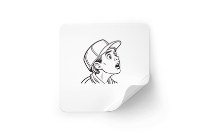 Sticker urbain avec icône d'adolescent surpris en ligne fine