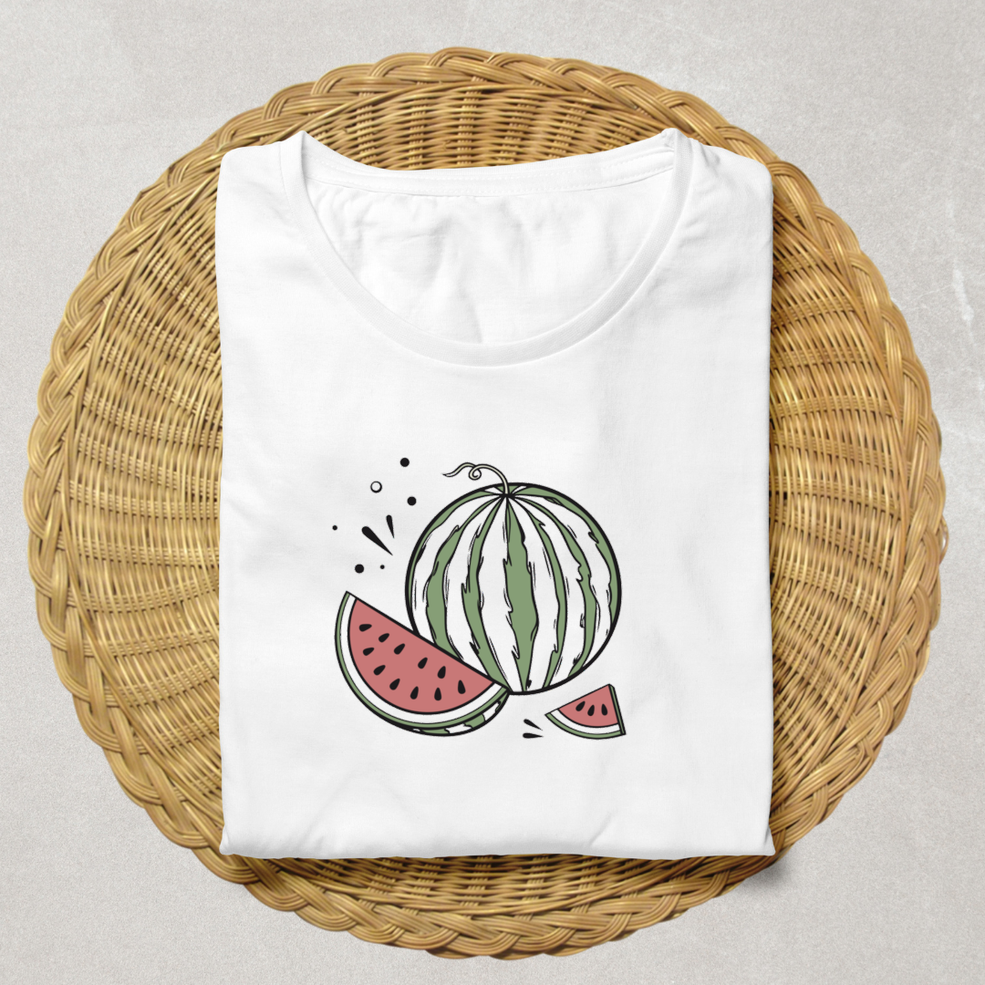 T-shirt au design estival avec doodle de pastèque joyeuse pour un look rafraîchissant