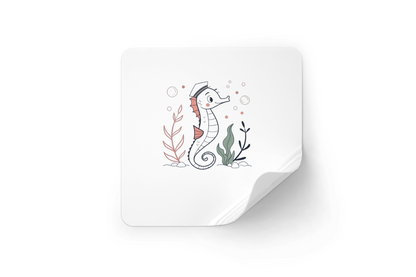 Sticker décoratif avec hippocampe marin en style pastel pour aventure maritime