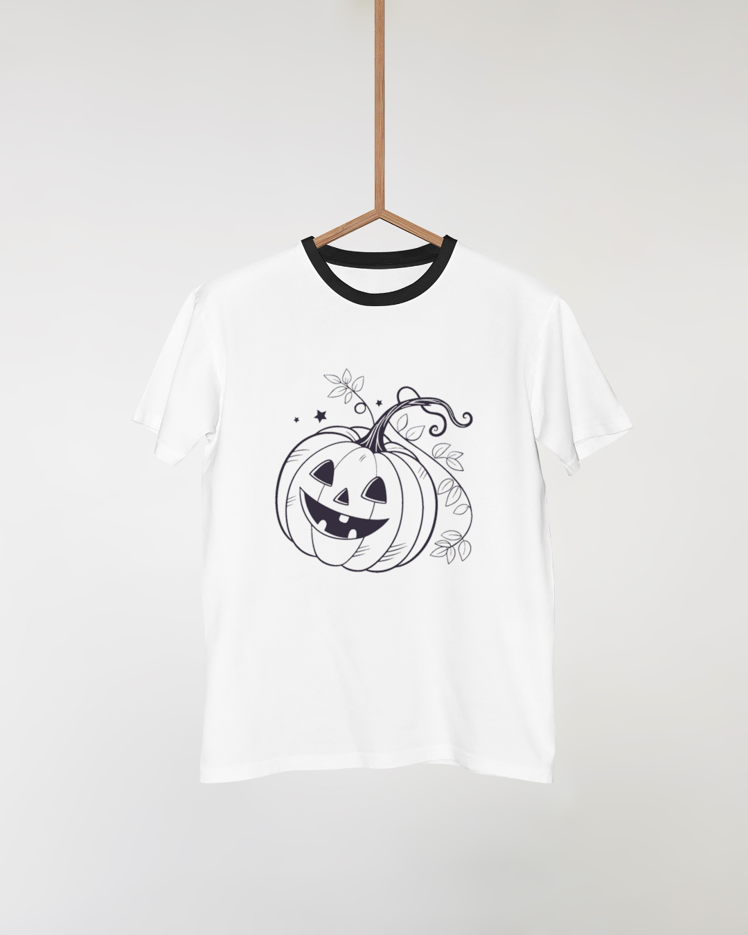 T-shirt avec motif citrouille moqueuse monochrome pour Halloween unique et fantaisie