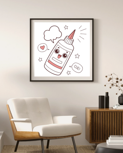 Cadre avec icône numérique décorative style doodle dans un thème papeterie kawaii
