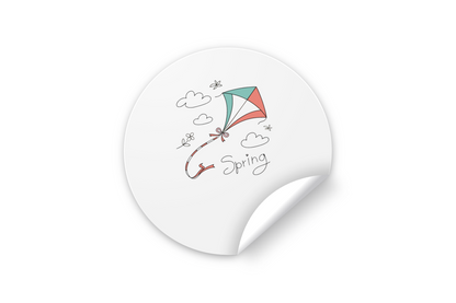 Sticker représentant un cerf-volant flottant dans un style vectoriel minimaliste