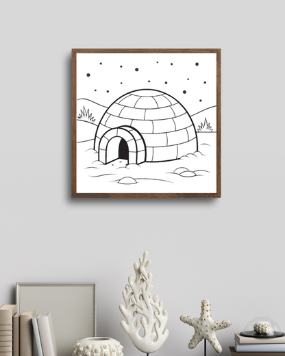 Cadre élégant avec igloo minimaliste sous ciel étoilé pour une ambiance hivernale