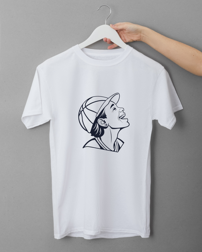 T-shirt dynamique avec motif ligne jeune et rieur, casquette dynamique çizim urbain