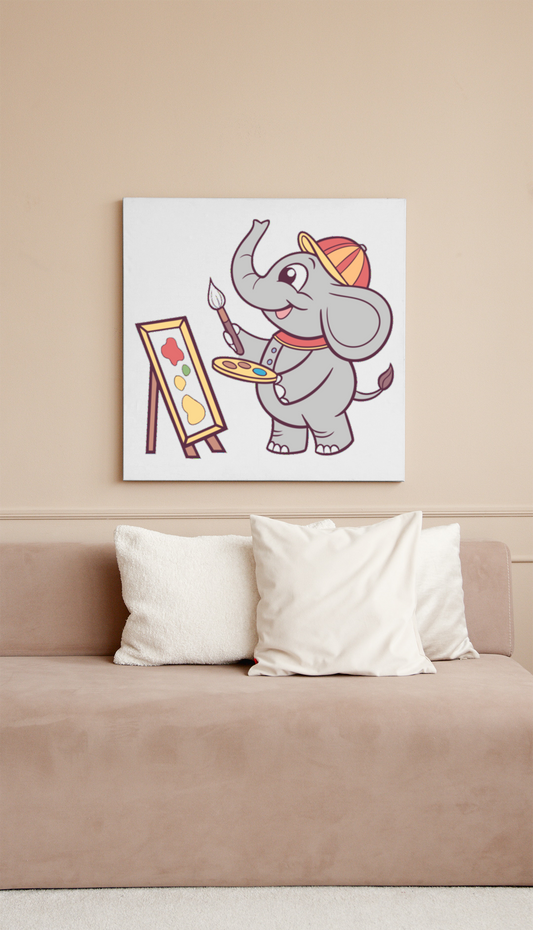 Cadre artistique avec éléphant peignant en style pastel pour inspirer la créativité