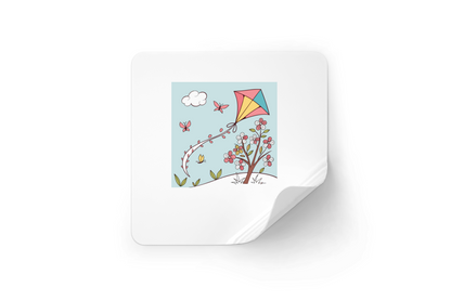 Sticker à motif de cerf-volant printanier style minimaliste sur fond floral
