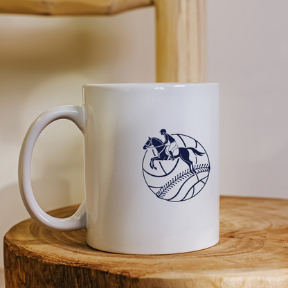 Mug élégant avec motif sportif cavalier dynamique en scène dynamique