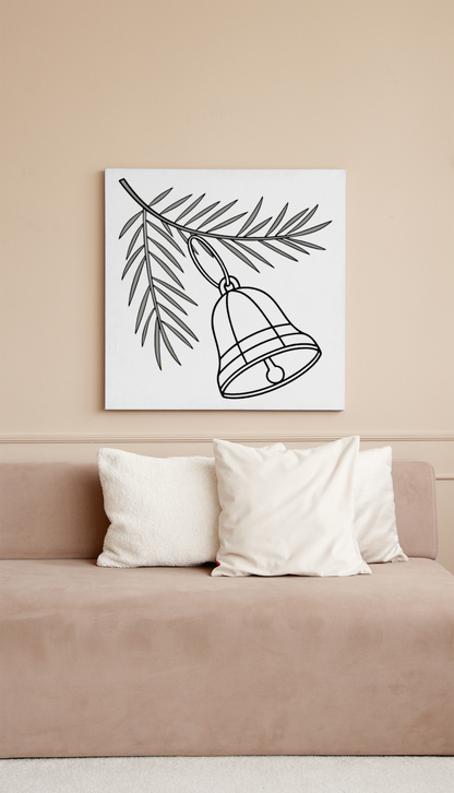 Cadre Noël avec cloche festive suspendue minimaliste pour décor élégant