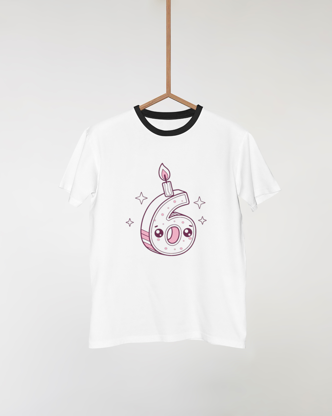 Visuel adorable du chiffre 6 sur un t-shirt pour un look unique